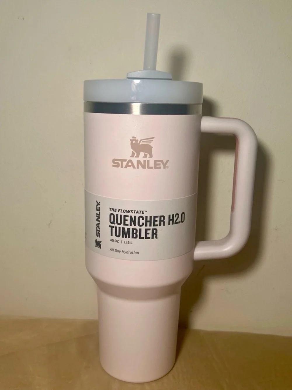 Stanley 40oz light pink stainless steel tumblr